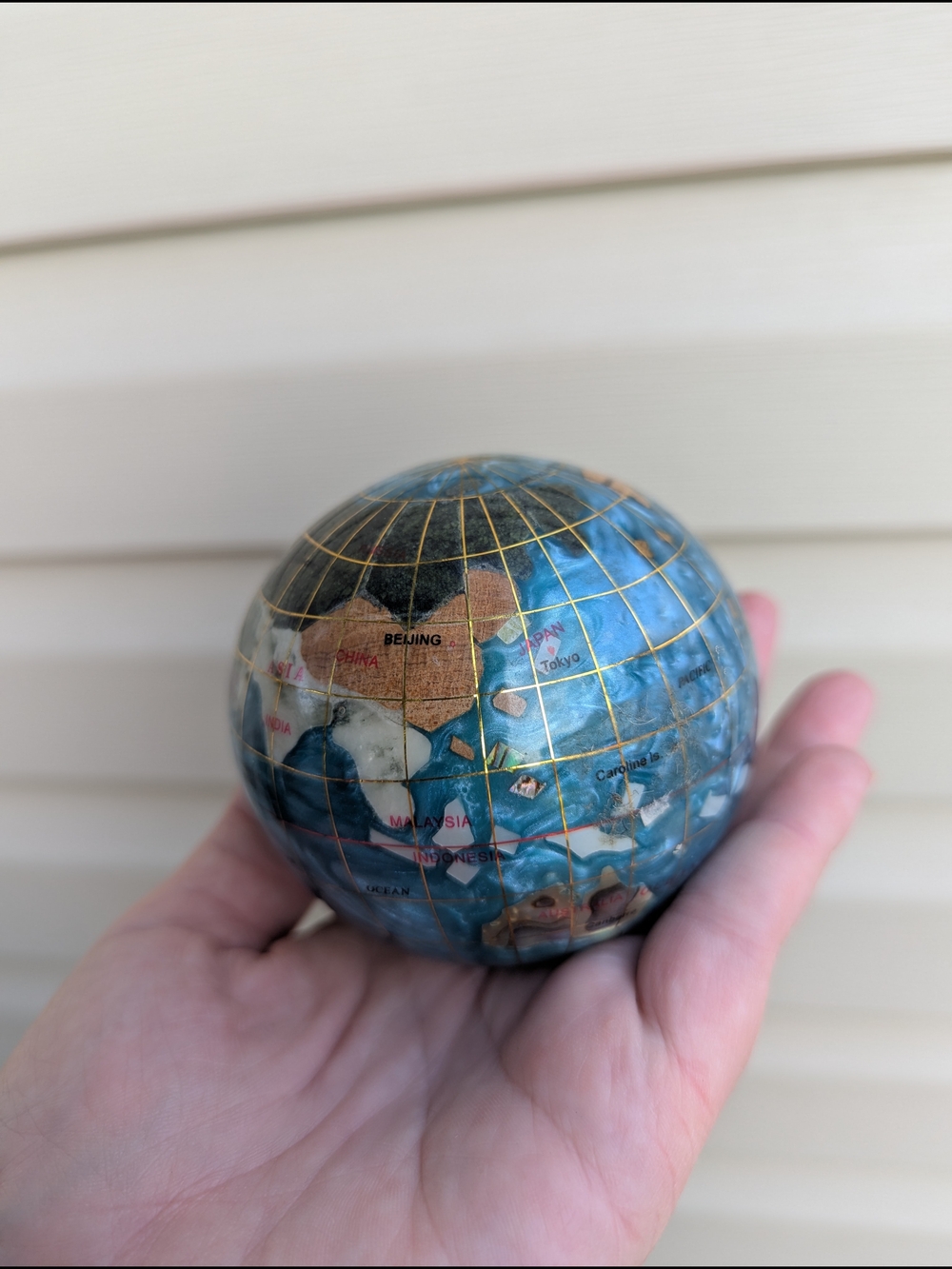 Blue Decorative Stone Globe Paperweight